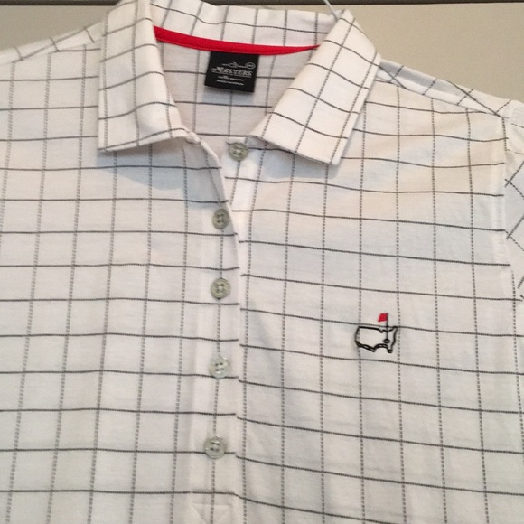 Masters Peter Millar White/Black Check Golf Shirt - Picture 2 of 5